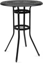 Outdoor Patio Cast Aluminum Round Bar Table,Outdoor Bar Table, Bar Height Patio Table with Umbrella Hole Patio Dining Table, Cast Aluminum Tall Outdoor Table Bistro Table Outdoor Furniture Garden Tabl