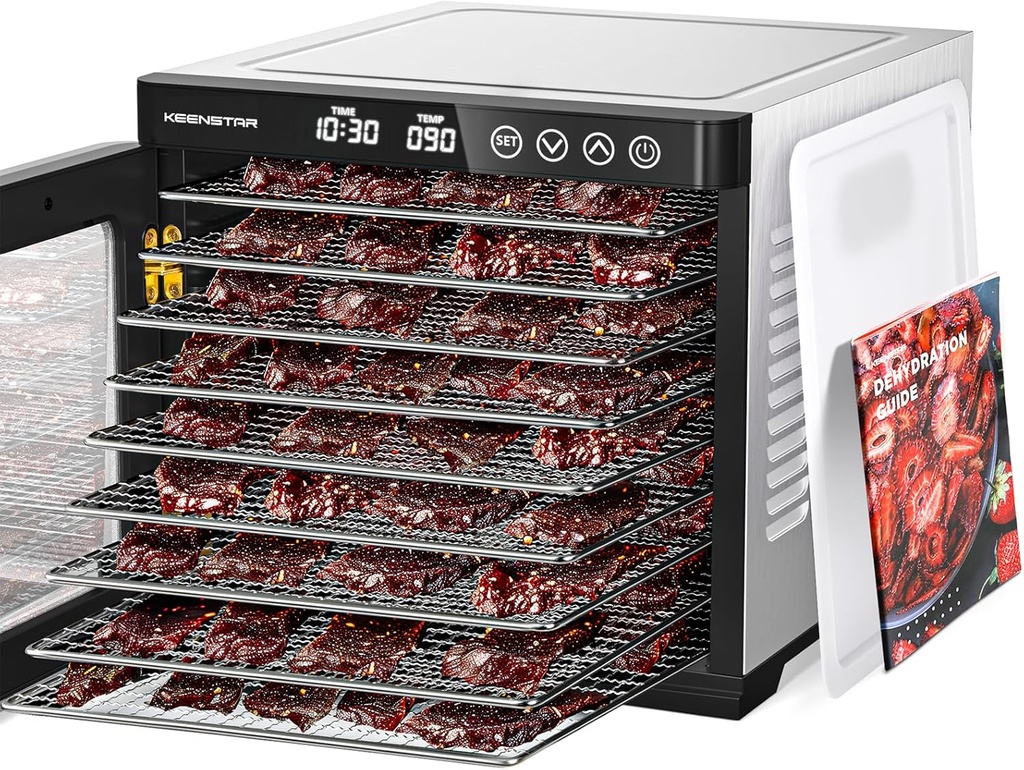 Food Dehydrator Machine, 9 Stainless Steel Trays Jerky Dryer with Digital Adjustable Timer & Temperature Control, Dryer Machine for Dog Treats, Herb, Veggies, Meat, Fruit