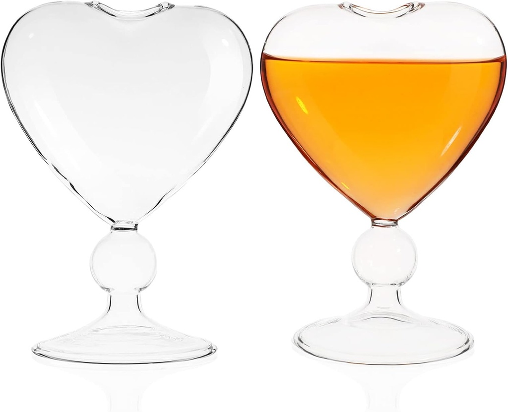DOITOOL 2PCS Clear Cocktail Glasses Heart- Shaped, Cocktail Wine Glass Set of 2 Unique Champagne Glasses Heart Shape Goblet Cups Glassware for KTV Home Bar Club Restaurant