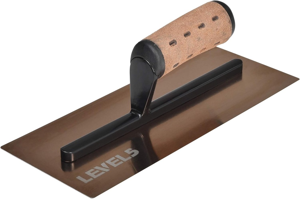 [BRSWGGTQAUGREYLB] LEVEL5 11.5" x 4.75" 0.7 MM Flat Drywall Trowel | Triple-Hardened Stainless Steel, High-Impact Handle | Sheetrock Gyprock Wall-Board Plasterboard | 4-960