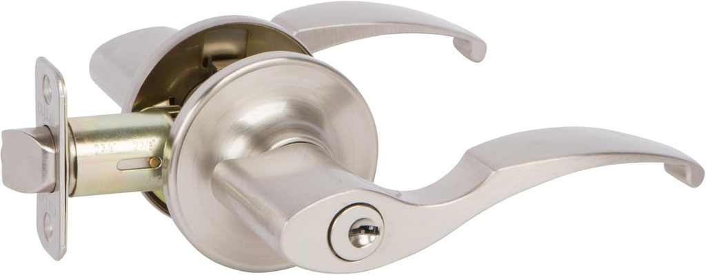 Delaney Hardware Kendall Entry Door Lock, Fits 1-3/8 to 1-3/4 in. Thick, Satin Nickel – Reversible Left/Right-Handed Front & Garage Door Lever – Easy to Install Lock