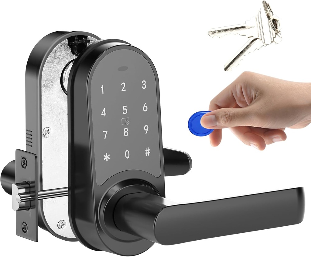 Keyless Entry Door knob,Electronic Keypad Door Lock,Door Locks with keypads,Matte Black
