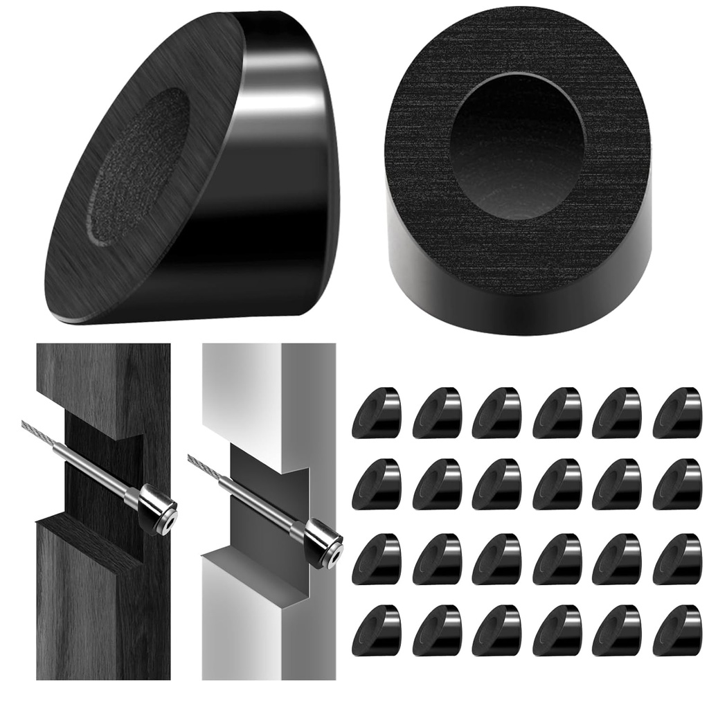 24 pcs 5/16" Angle Washers Black for Cable Railing Stair End, 30 Degree Angled Beveled Edge Washer 5/16 inch Stainless Steel, Cable Railing Hardware