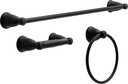 Franklin Brass Kinla 3-Piece Bathroom Set Matte Black 24" Towel Bar Rack, Toilet Paper Holder, Ring KIN3PC-MB