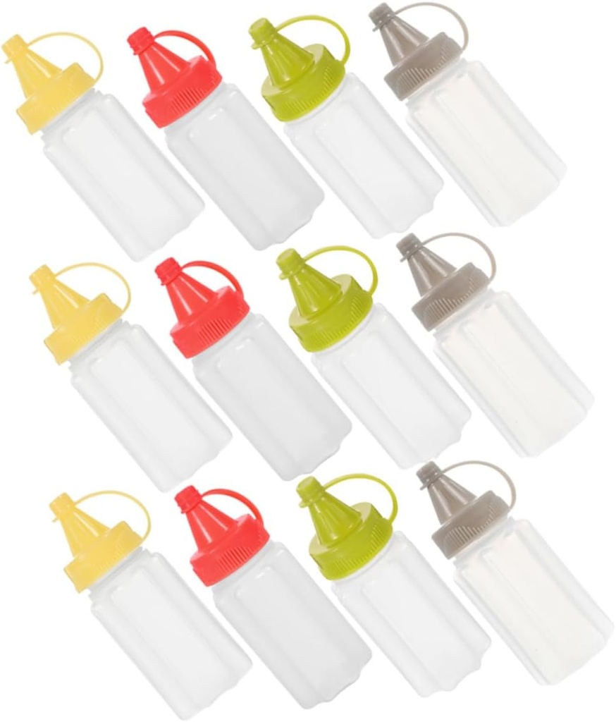16pcs Mini Squeeze Bottles for Condiments Salad Dressings and Sauces Food-grade Plastic Dispensers for Ketchup Mustard and Oil Compact Reusable for Lunch Boxes and Picnics