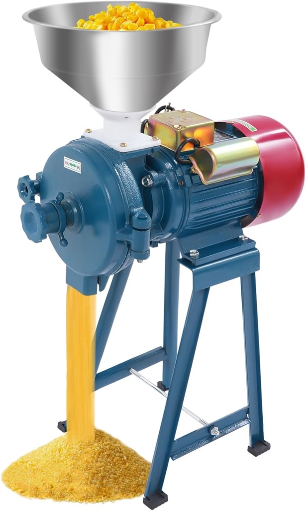 2200W Commercial Electric Grain Mill Grinder, Heavy-Duty Flour Mill with Removable Funnel, 220V Multi-Grain Dry Grinder for Corn Rice Wheat Coffee Beans, Home & Restaurant Use (2200W, 220V)