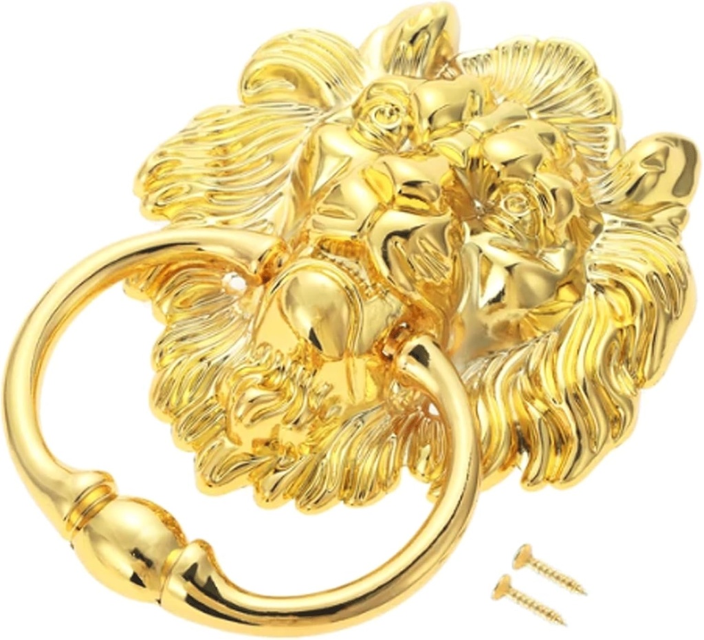 Door Knocker Antique Vintage Lion Head Handle Drop Ring Pull Door Knocker Golden Bright Chrome for Chair Sofa Decor Home Decor