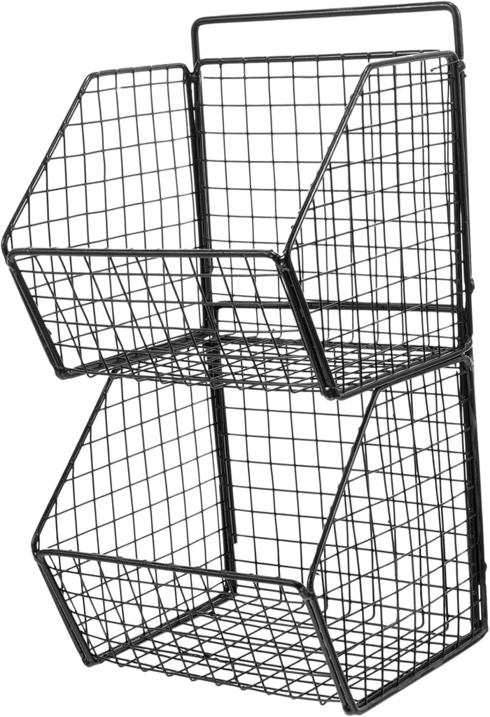 Alipis 1set Wall Mount Vegetable Fruit Basket Kitchen Wire Organizer for Onions Garlic Ginger Space-Saving Storage for Pantry Home Decor Stylish Design