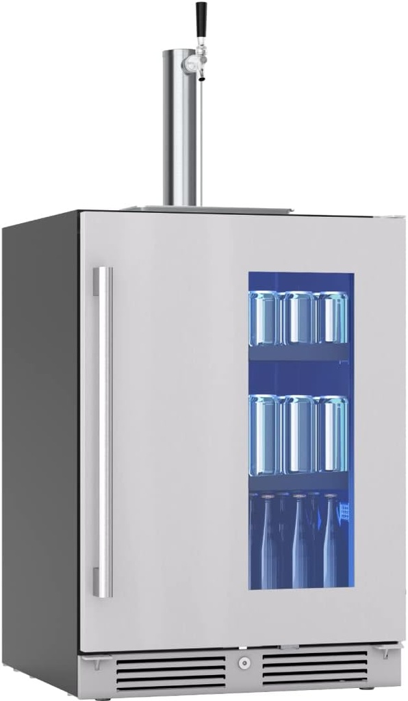 Zephyr Presrv™ 24" Stainless Steel Kegerator & Beverage Cooler - Indoor Refrigerator, Cellar Freestanding Fridge and Keg Beer Cooler - Compatible with Multiple Keg Configurations