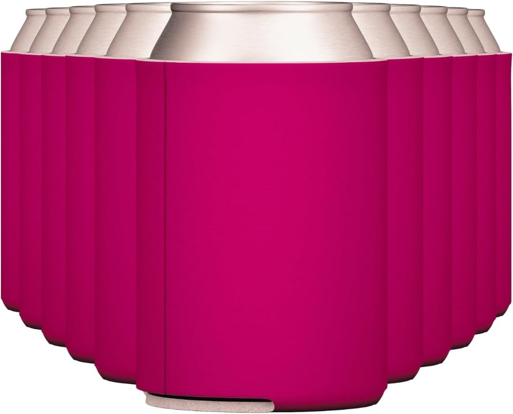 TahoeBay Blank Beer Can Cooler Sleeves Bulk Sublimation Blanks for Vinyl Plain Collapsible Foam Can Sleeves Coolers for Soda Cans and Bottles Custom Drink Holder Assorted Solid Color (Raspberry)