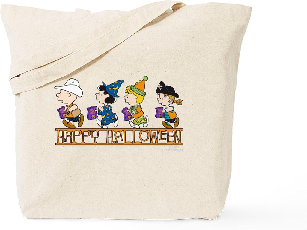 CafePress The Peanuts Gang Happy Halloween Reusable Natural Beige Canvas Shopping Bag