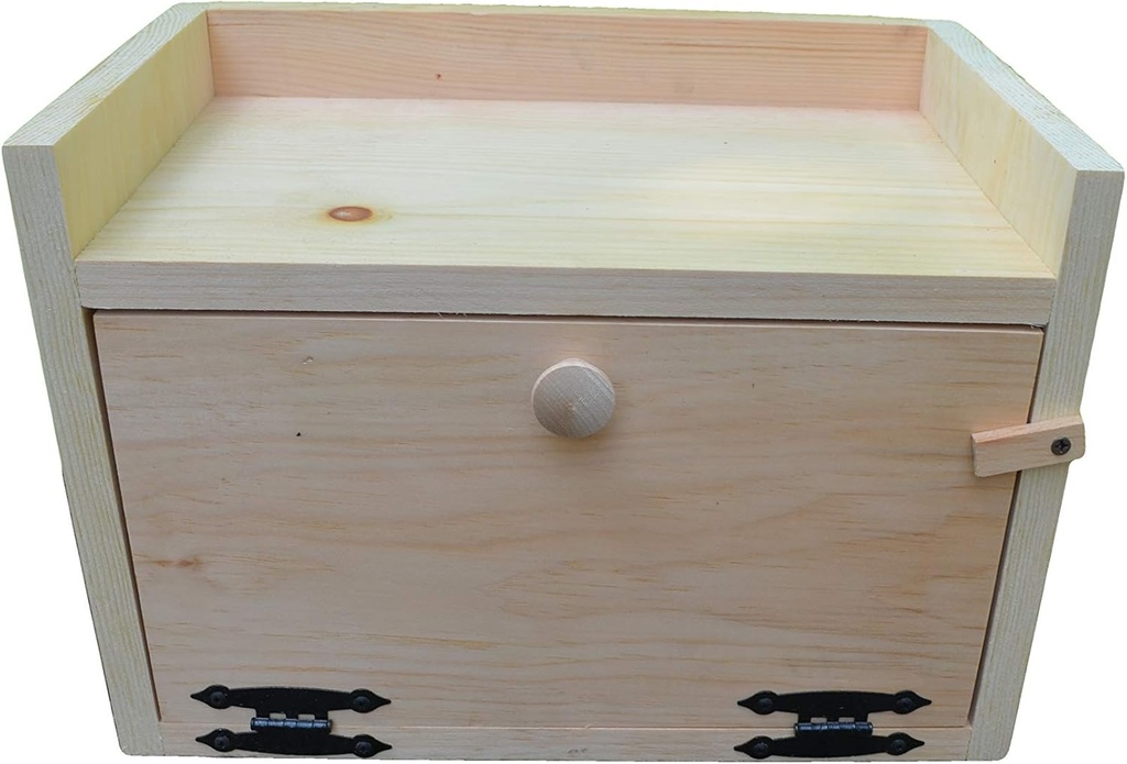 Rustic Pine Countertop Bread Box with Top Shelf, 16 x 10 x 11.25 inches