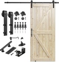 SMARTSTANDARD 36in x 84in Sliding Barn Door with 6.6ft Barn Door Hardware Kit Included, Unfinished Solid Spruce Wood Door, Assembly Required, DIY, Stainable, Natural