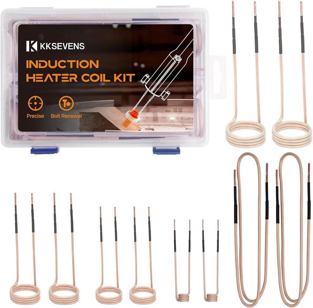 Induction Heater Coil Kit 10PCS, Induction Heater Coils with Varying Lengths with Flexibility and Long Lifespan for Magnetic Induction Heater Bolt Removal,Gold