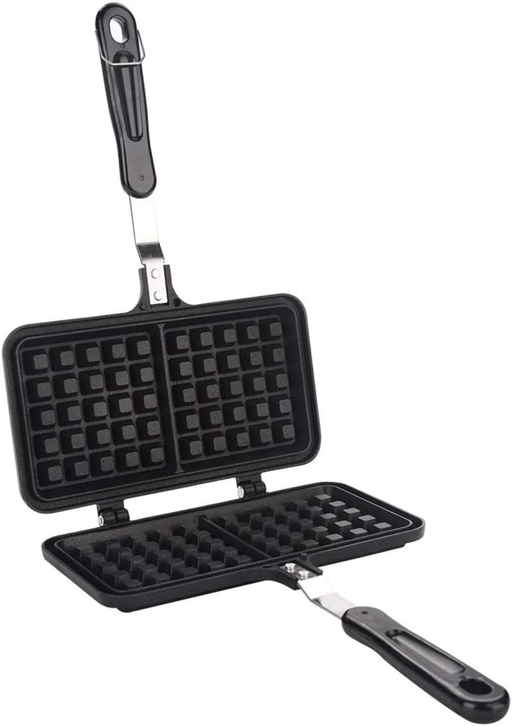 Waffle Iron, Stovetop Square Waffle Maker Machine Non-Stick Waffle Pan Cast Aluminum Waffle Maker for Gas Stove