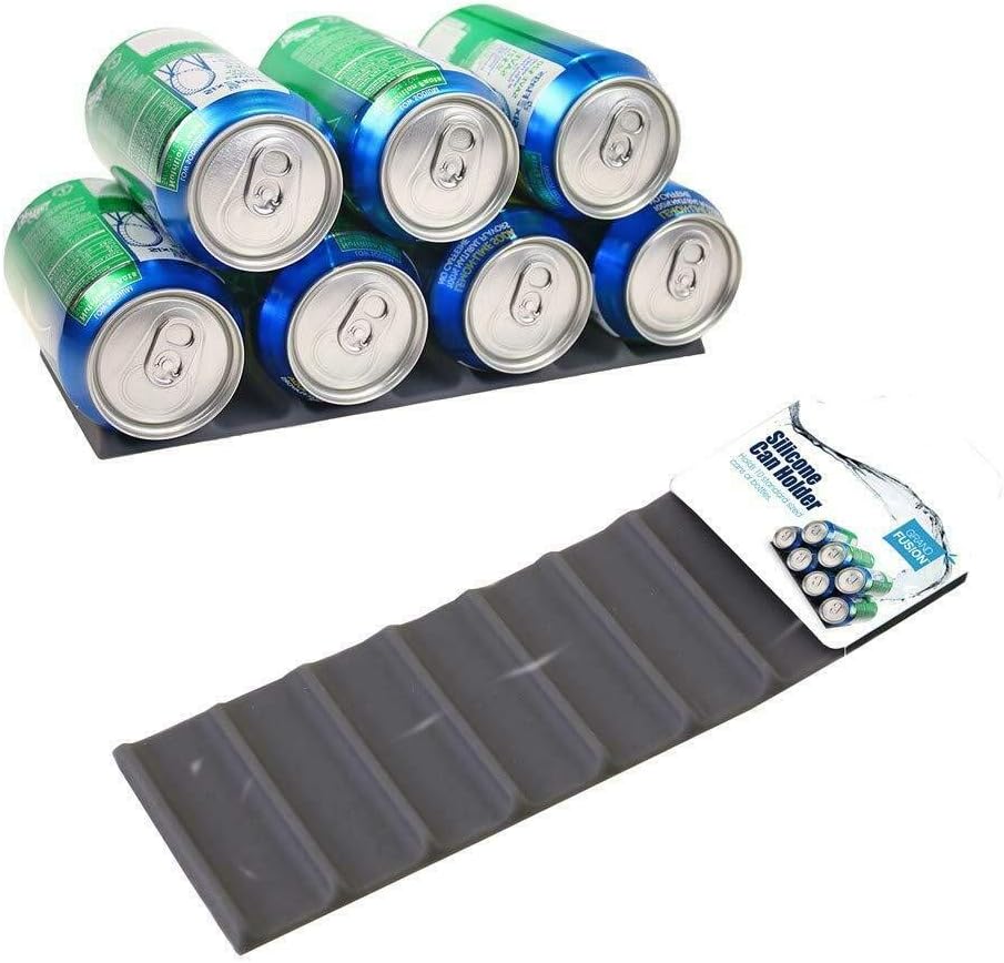 Silicone Can Mat Refrigerator Organizer - Stacks Cans and Bottles for Easy Storage