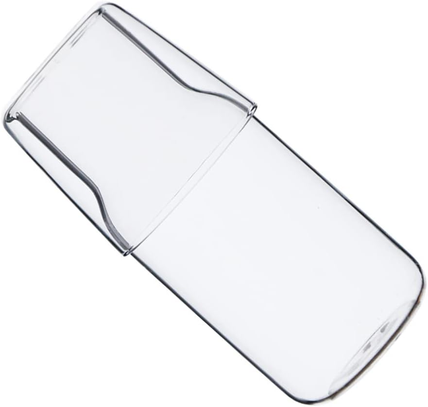 MARURY Bedside Water Carafe and Glass Set, Nightstand Water Carafe with Tumbler, Clear Glass Water Pitcher and Cup for Water, Ice Tea, Lemonade, Juice (Color : Transparency, Size : 15x6.5cm)