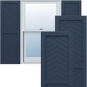 18"W x 36"H True Fit PVC Two Panel Chevron Modern Style Fixed Mount Shutters, Starless Night Blue (Per Pair - Hardware Not Included)