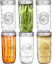Tebery 6 Pack Wide Mouth Home Glass Mason Jars with Airtight Lids and Bands, 24-Ounce Canning Glass Jars for Canning, Fermenting, Pickling, Meal Prep, Overnight Oats, Jam, Jelly