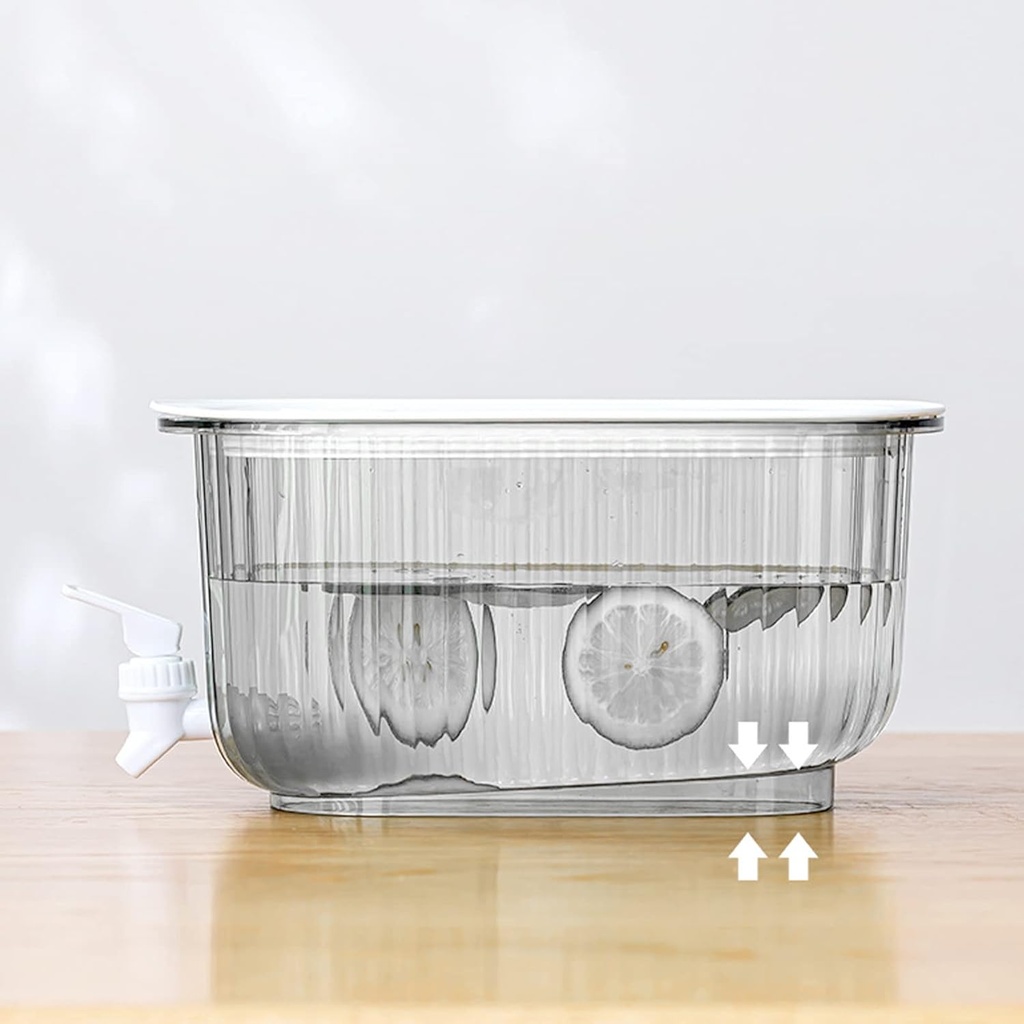 Beverage Dispenser, Refrigerator Water Dispenser Container Cold Kettle with Faucet for Home Kitchen Camping Party, Drink Dispenser for Fridge with Spigot (Transparent White)