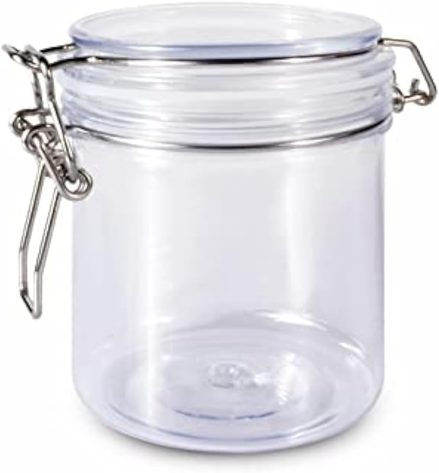 1 Pcs 500ml PET Plastic Storage Jars with Airtight Hinged Lids,Durable Clear Wide Mouth canning Jars for Food Storage Oats Canning Cereal Pasta Sugar Coffee Nuts Spices