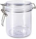 1 Pcs 500ml PET Plastic Storage Jars with Airtight Hinged Lids,Durable Clear Wide Mouth canning Jars for Food Storage Oats Canning Cereal Pasta Sugar Coffee Nuts Spices