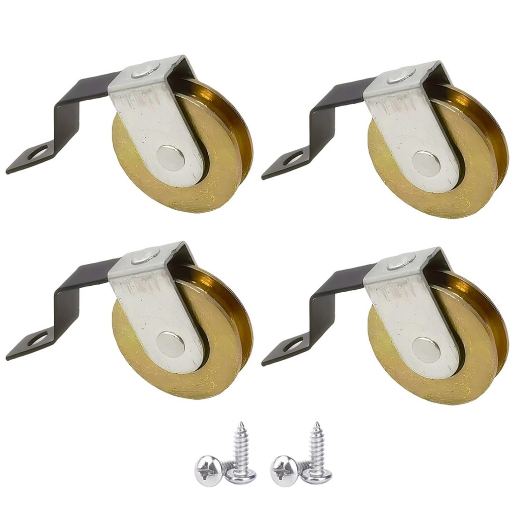4 Pack Sliding Screen Door Rollers Replacements, Steel Screen Door Tension Spring Wheels Hardware Fits for B638, B687, B639, B756 Doors, 1-inch Diameter Rollers, Replace on Both Top and Bottom