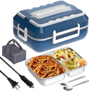 60W Faster Heat Electric Lunch Box Heater for Car Truck Work Home, 12V 24V 110V Portable Food Warmer with 1.5L Stainless Steel Container, Leak-proof Lunch Heater with Bag, Spoon, Fork
