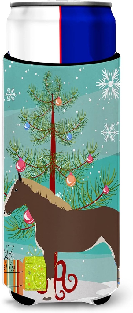 Caroline's Treasures Percheron Horse Christmas Decorative Can Hugger, Slim, Multicolor
