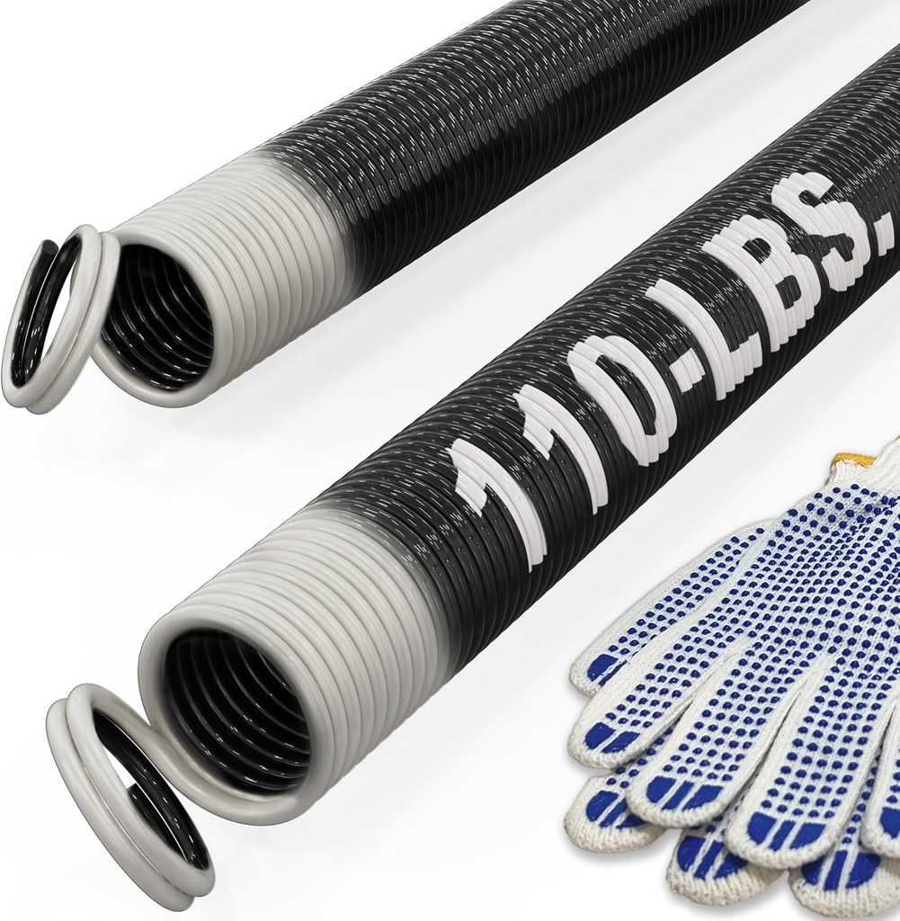 110-lbs. Garage Door Extension Spring Replacement Kit, 25'' Long, Double Loop Ends, 1 Pair, Electrophoresis Black Coated
