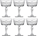 Barski Champagne Glasses - Flute - Saucer - Belle Coupe - Set of 6 Glasses - Glass Crystal - Glass has Tattoo Design -9 oz Made in Europe