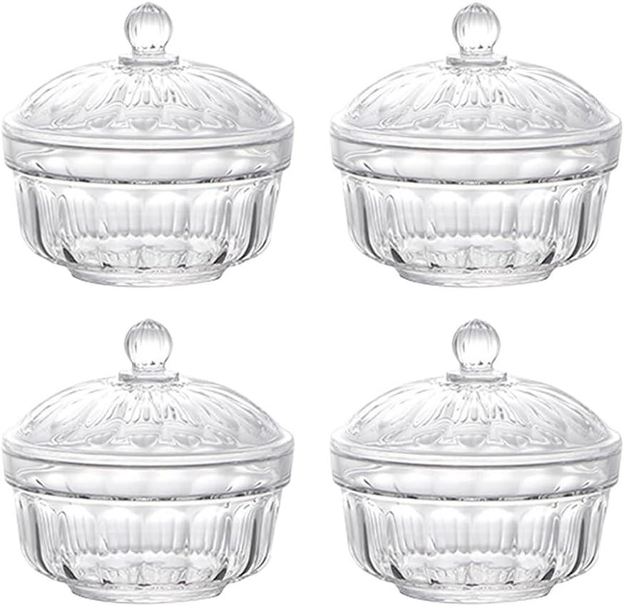 123Arts Plastic Candy Dishes, Sugar Bowls, Spice Jars, Storage Pots with Lid, Set of 4