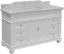 Kitchen Bath Collection Elizabeth 60-inch Single Bathroom Vanity (Carrara/White): Includes White Cabinet with Authentic Italian Carrara Marble Countertop and White Ceramic Sink