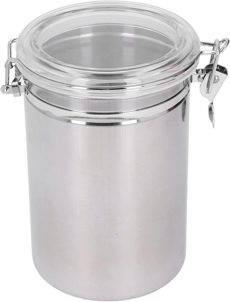 Stainless Steel Canisters for the Kitchen Food Storage Container Sealed Can with Clear Lid for Kitchen Counter Tea Sugar Coffee Candy(4#)