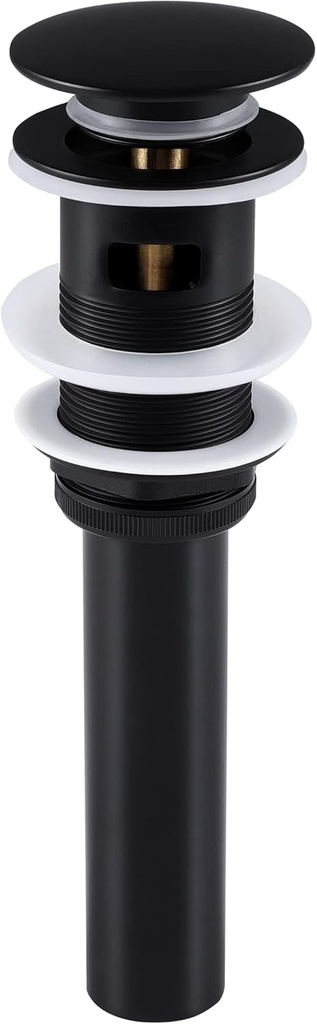 KES Bathroom Sink Drain with Overflow, Pop Up Drain Sink Stopper Matte Black, All Metal Brass and SUS304 Stainless Steel, S2008S62A-BK