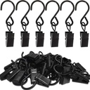 Stainless Steel S Hooks Curtain Clips, 50 Pack Hanging Party Lights Clips Hangers Gutter Photo, Art Craft Display, 2.4 Inch Long, Black
