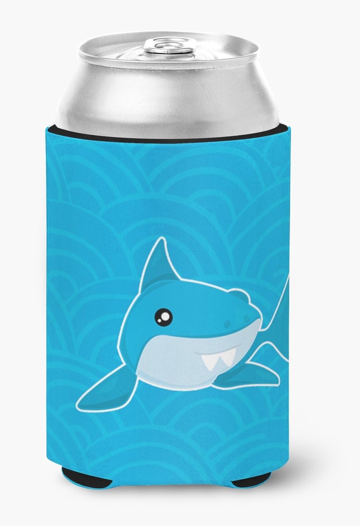 Caroline's Treasures BB6943CC Shark with Waves Can or Bottle Hugger Cooler Washable Drink Sleeve Collapsible Beverage Insulated Holder, Can Hugger, Multicolor