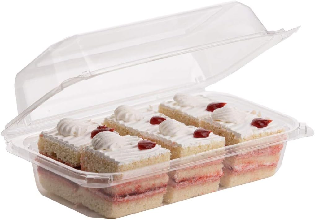 Smygoods Plastic loaf Container, (Pack of 25-9 3/10 x 5 1/2 x 3 1/3) Disposable Plastic Sturdy Hinged Loaf Containers