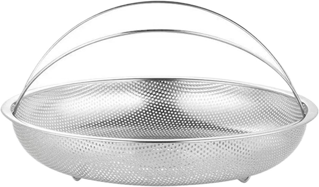 Stainless Steel Food Steamer Basket Pressure Cooker Steamer Basket with Handle Steaming Grid Drain(25.5cm)