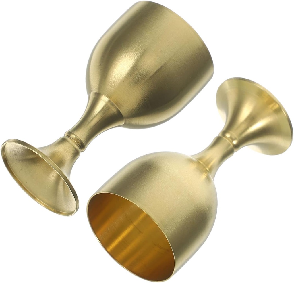 Healifty 2pcs Copper Alloy Worship Goblets Small Decorative Buddhist Offering Cups Polished Metal Holy Chalices for Temple Use and Aging Design Height