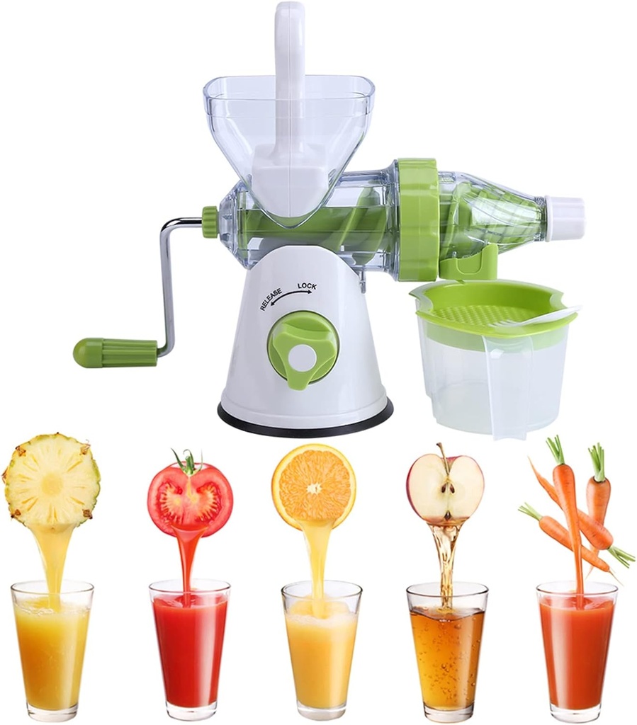 manual juicer crank juicer fruitsJuicer,Eco-Friendly Plastic Detachable Parts Strong Suction Base Juicer Machine,Multifunction Manual Orange Fruits Vegetable Portable Kitchen Fresh Juice Extractor For