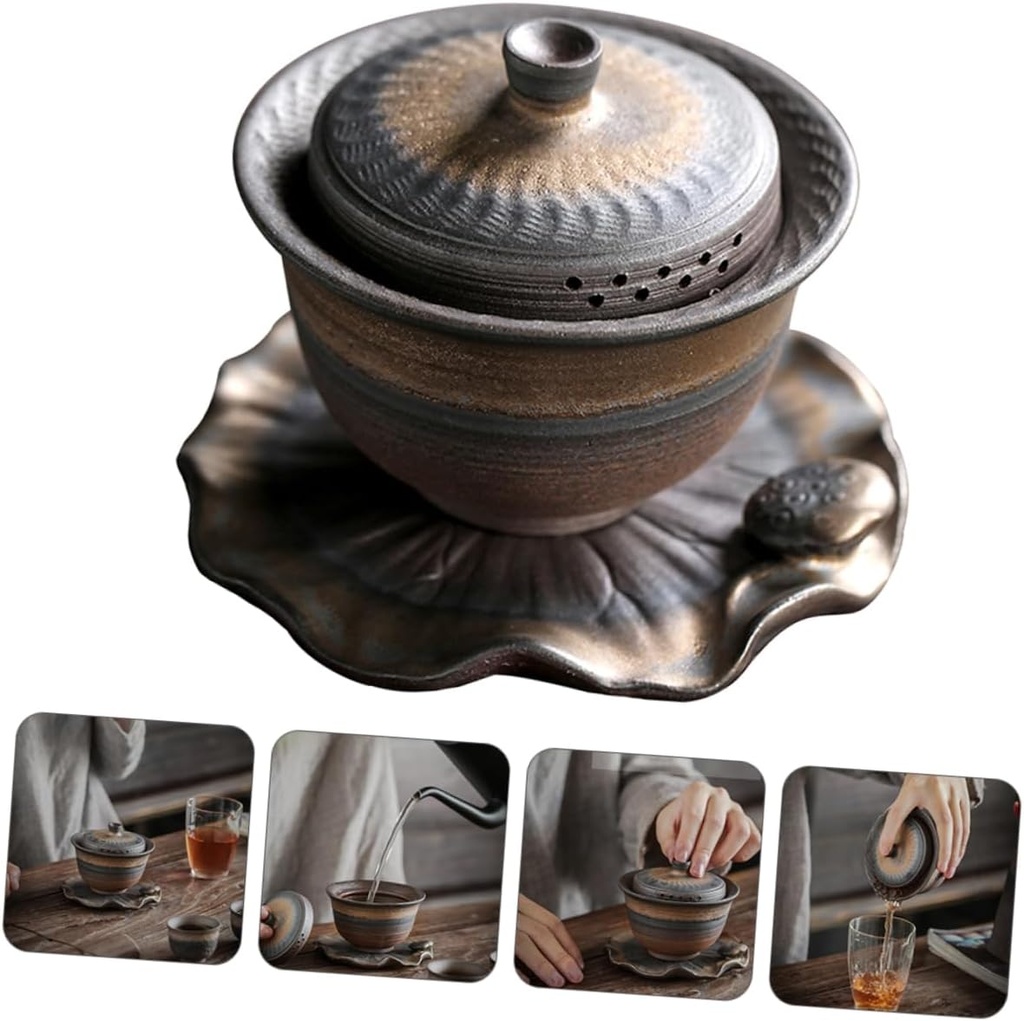 ABOOFAN 1pc Lotus Ceramic Teapot Retro Tea Set Tea Cup for Office Practical Ware