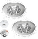 TRAPMATE 2 Pack Bathroom Sink Drain Strainer, 4.4" Fast Drainage Shower Drain Hair Catcher, Anti-Slip Bathtub Drain Hair Catcher, Stainless Steel Shower Drain Cover for Tub, Sink (Patented Product)