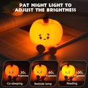 Pumpkin Night Light, Cute LED Lamp, Silicone Dimmable Nursery Nightlight for Kids, Silicone Rechargeable Bedside Touch Lamp, Funny Office Desk and Halloween Decor for Woman and Kids