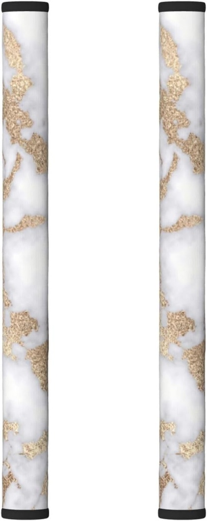 Modern Chic White Gold Foil Marble Refrigerator Door Handle Covers Protective Kitchen Decor Appliances Gloves Fridge Microwave Dishwasher Door - Catches Drips,Smudges&Fingerprints Dust 2 Pcs