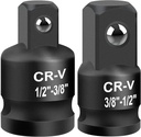 2PCS Impact Socket Adapter and Reducer Set, 1/2" to 3/8" & 3/8" to 1/2" Inch Square Drive Wrench Adapter, CR-MO Steel, for Drill, Breaker Bar, Ratchet Drive, Christmas Stocking Stuffers for Adults