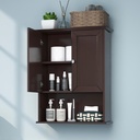 Bathroom Wall Cabinet Expresso Over Toilet Storage - 24x30 in Above Toilet Wood Medicine Cabinet with Adjustable Shelf & 2 Door Mounted Wall Cabinet