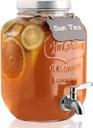 1 Gallon Drink Dispenser with Spigot 18/8 Stainless Steel – Airtight & Leakproof Glass Sun Tea Jar with Anti-Rust Lids, Beverage Dispenser for Parties - Laundry Detergent Holder