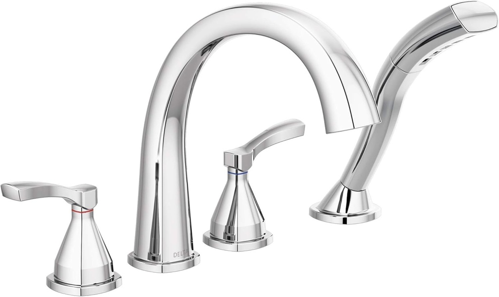 Delta Faucet Stryke Roman Tub Faucet - T4777 - Bathtub Handles, Faucet & Diverter - Modern Bathroom Fixtures - Chrome, Lever Handles (Valve Sold Separately)