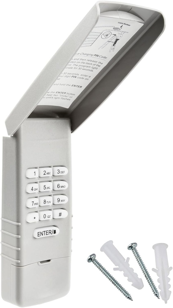 Universal Garage Door Opener Keypad Replacement for Liftmaster Chamberlain Craftsman Genie Overhead Linear Wayne Dalton Stanley 315Mhz 390Mhz Dip Switch - Flip Top Panel Protective Cover (878MAX)